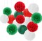 Red-Green White Party-Decorations Christmas Flowers Lanterns - 15PCS Italian Mexican Independence Day Paper Tissue Pom Poms Streamers,Mexico Italy Birthday Baby Shower Wedding Hanging Decor